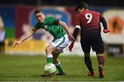 13 February 2018; Max Murphy of Republic of Ireland in action against Ali Yavuz Kol of Turkey during the Under 17 International Friendly match between the Republic of Ireland and Turkey at Eamonn Deacy Park in Galway. Photo by Diarmuid Greene/Sportsfile