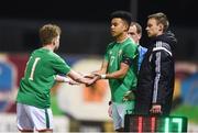 13 February 2018; Tyriek Wright of Republic of Ireland comes on to replace team-mate Marc Walsh during the Under 17 International Friendly match between the Republic of Ireland and Turkey at Eamonn Deacy Park in Galway. Photo by Diarmuid Greene/Sportsfile