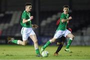 13 February 2018; Troy Parrott of Republic of Ireland supported by team-mate Barry Coffey during the Under 17 International Friendly match between the Republic of Ireland and Turkey at Eamonn Deacy Park in Galway. Photo by Diarmuid Greene/Sportsfile