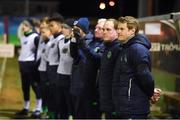 13 February 2018; Republic of Ireland manager Colin O'Brien and team during the national anthems prior the Under 17 International Friendly match between the Republic of Ireland and Turkey at Eamonn Deacy Park in Galway. Photo by Diarmuid Greene/Sportsfile