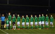13 February 2018; The Republic of Ireland starting XI during the playing of the national anthem prior to the Under 17 International Friendly match between the Republic of Ireland and Turkey at Eamonn Deacy Park in Galway. Photo by Diarmuid Greene/Sportsfile