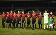 13 February 2018; The Turkey team during the playing of their national anthem prior the Under 17 International Friendly match between the Republic of Ireland and Turkey at Eamonn Deacy Park in Galway. Photo by Diarmuid Greene/Sportsfile