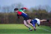 14 February 2018; Dan Murray of Midlands is tackled by Brandon Fitzsimmons of North Midlands during the Shane Horgan Cup 4th Round match between North Midlands and Midlands at Ashbourne RFC in Ashbourne, Co Meath. Photo by David Fitzgerald/Sportsfile