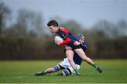 14 February 2018; Dan Murray of Midlands is tackled by Niall Smith of North Midlands during the Shane Horgan Cup 4th Round match between North Midlands and Midlands at Ashbourne RFC in Ashbourne, Co Meath. Photo by David Fitzgerald/Sportsfile