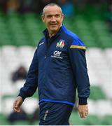 10 February 2018; Italy head coach Conor O'Shea prior to the Six Nations Rugby Championship match between Ireland and Italy at the Aviva Stadium in Dublin. Photo by Brendan Moran/Sportsfile