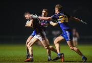 14 February 2018; Enda Tierney of NUIG in action against Cormac Howley, centre and Danny Kirby, right, both of DIT during the Electric Ireland HE GAA Sigerson Cup Semi-Final match between NUI Galway and Dublin Institute of Technology at St Lomans in Mullingar, Co Westmeath. Photo by Sam Barnes/Sportsfile