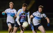 14 February 2018; Evan O’Carroll of University College Dublin in action against Michael McAvoy of Ulster University, right, during the Electric Ireland HE GAA Sigerson Cup Semi-Final match between Ulster University and University College Dublin at Grattan Park in Inniskeen, Monaghan. Photo by Oliver McVeigh/Sportsfile