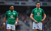 10 February 2018; Jonathan Sexton of Ireland, right with team-mate Bundee Aki during the Six Nations Rugby Championship match between Ireland and Italy at the Aviva Stadium in Dublin. Photo by Brendan Moran/Sportsfile