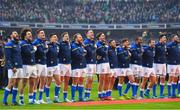 10 February 2018; The Italy team stand for the national anthem prior to the Six Nations Rugby Championship match between Ireland and Italy at the Aviva Stadium in Dublin. Photo by Brendan Moran/Sportsfile