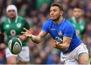 10 February 2018; Matteo Minozzi of Italy during the Six Nations Rugby Championship match between Ireland and Italy at the Aviva Stadium in Dublin. Photo by Brendan Moran/Sportsfile