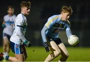 14 February 2018; Con O’Callaghan of University College Dublin, right, in action against Michael McKernan of Ulster University during the Electric Ireland HE GAA Sigerson Cup Semi-Final match between Ulster University and University College Dublin at Grattan Park in Inniskeen, Monaghan. Photo by Oliver McVeigh/Sportsfile