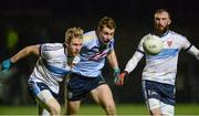 14 February 2018; Barry O’Sullivan of University College Dublin, centre, in action against Frank Burns and Terence O'Brien of Ulster University during the Electric Ireland HE GAA Sigerson Cup Semi-Final match between Ulster University and University College Dublin at Grattan Park in Inniskeen, Monaghan. Photo by Oliver McVeigh/Sportsfile