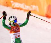 15 February 2018; Tess Arbez of Ireland after completing her run in the Ladies Giant Slalom on day six of the Winter Olympics at the Yongpyong Alpine Centre in Pyeongchang-gun, South Korea. Photo by Ramsey Cardy/Sportsfile
