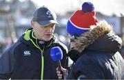 15 February 2018; Head coach Joe Schmidt is interviewed after an Ireland Rugby squad training at Buccaneers RFC, Dubarry Park, Athlone, Westmeath. Photo by Brendan Moran/Sportsfile