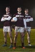 16th February 2018: Electric Ireland Sigerson Cup finalists, Owen Gallagher, left, Damien Comer, centre, and Kevin McDonald from N.U.I. Galway will take on University College Dublin on Saturday, 17th February at Santry Avenue. The unique quality of the Electric Ireland Higher Education Championships will see these players putting their intercounty and club rivalries aside to strive to achieve Electric Ireland Sigerson Cup glory. Electric Ireland has been shining a light on these First Class Rivals as proud sponsor of the college level competitions for the next four years. Photo by Sam Barnes/Sportsfile