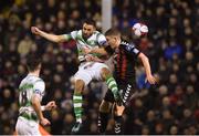 16 February 2018; Roberto Lopes of Shamrock Rovers in action against Dan Casey of Bohemians during the SSE Airtricity League Premier Division match between Bohemians and Shamrock Rovers at Dalymount Park in Dublin. Photo by Matt Browne/Sportsfile
