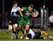 16 February 2018; Finlay Bealham of Connacht is tackled by Johan Meyer, left, and Guglielmo Palazzani of Zebre during the Guinness PRO14 Round 15 match between Connacht and Zebre at the Sportsground in Galway. Photo by Harry Murphy/Sportsfile