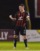 16 February 2018; Bohemians goal scorer Dan Casey celebrates after the final whistle during the SSE Airtricity League Premier Division match between Bohemians and Shamrock Rovers at Dalymount Park in Dublin. Photo by Matt Browne/Sportsfile