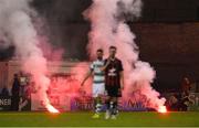 16 February 2018; Flares on the pitch after the second Bohemians goal during the SSE Airtricity League Premier Division match between Bohemians and Shamrock Rovers at Dalymount Park in Dublin. Photo by Matt Browne/Sportsfile