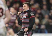 16 February 2018; Duncan Weir of Edinburgh celebrates after kicking a drop goal to win the game for his side during the Guinness PRO14 Round 15 match between Ulster and Edinburgh at the Kingspan Stadium in Belfast. Photo by John Dickson/Sportsfile