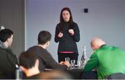 17 February 2018; Sports Performance Coach Caroline Currid speaking during the GAA Player Conference at Croke Park in Dublin. Photo by David Fitzgerald/Sportsfile
