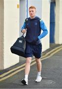 17 February 2018; Ciaran Frawley of Leinster arrives prior to the Guinness PRO14 Round 15 match between Leinster and Scarlets at the RDS Arena in Dublin. Photo by Brendan Moran/Sportsfile