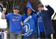 17 February 2018; Leinster supporters, from left, Chris Murray, from Edinburgh, Nick Wheeler, from Lucan, and Craig Murray from Edinburgh, ahead of the Guinness PRO14 Round 15 match between Leinster and Scarlets at the RDS Arena in Dublin. Photo by Seb Daly/Sportsfile