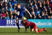 17 February 2018; Ciarán Frawley of Leinster is tackled by Jonathan Evans of Scarlets during the Guinness PRO14 Round 15 match between Leinster and Scarlets at the RDS Arena in Dublin. Photo by Brendan Moran/Sportsfile