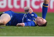 17 February 2018; Rory O’Loughlin of Leinster lies injured during the Guinness PRO14 Round 15 match between Leinster and Scarlets at the RDS Arena in Dublin. Photo by Brendan Moran/Sportsfile
