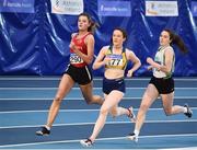 17 February 2018; Athletes, from left, Alex O'Neill of St. Cronans AC, Co Clare, Alanna Lally of U.C.D. AC, Co Dublin, and Sinead Gaffney of Craughwell AC, Co Galway, competing in the Womens 800m Heats during the Irish Life Health National Senior Indoor Athletics Championships at the National Indoor Arena in Abbotstown, Dublin. Photo by Sam Barnes/Sportsfile
