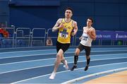 17 February 2018; Mark English of U.C.D. A.C., Co Dublin, and Kevin Woods of Crusaders AC, Co Dublin, competing in the Mens 800m Heats during the Irish Life Health National Senior Indoor Athletics Championships at the National Indoor Arena in Abbotstown, Dublin. Photo by Sam Barnes/Sportsfile