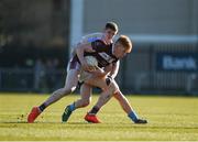 17 February 2018; Peter Cooke of NUI Galway in action against Cillian O'Shea of University College Dublin during the Electric Ireland HE GAA Sigerson Cup Final match between University College Dublin and NUI Galway at Santry Avenue in Dublin. Photo by Daire Brennan/Sportsfile