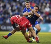 17 February 2018; James Lowe of Leinster in action against Paul Asquith of Scarlets during the Guinness PRO14 Round 15 match between Leinster and Scarlets at the RDS Arena in Dublin. Photo by Brendan Moran/Sportsfile