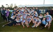 17 February 2018; The University College Dublin panel celebrate after the Electric Ireland HE GAA Sigerson Cup Final match between University College Dublin and NUI Galway at Santry Avenue in Dublin. Photo by Daire Brennan/Sportsfile