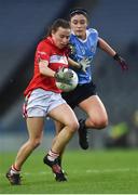 10 February 2018; Melissa Duggan of Cork in action against Olwen Carey of Dublin during the Lidl Ladies Football National League Division 1 match between Dublin and Cork at Croke Park in Dublin. Photo by Piaras Ó Mídheach/Sportsfile