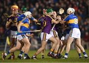 17 February 2018; Tipperary and Wexford players clash during the Allianz Hurling League Division 1A Round 3 match between Tipperary and Wexford at Semple Stadium in Thurles, Tipperary. Photo by Stephen McCarthy/Sportsfile