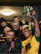 17 February 2018; Hugh McFadden of Donegal lifts the Dr McKenna Cup after the Bank of Ireland Dr. McKenna Cup Final match between Tyrone and Donegal at the Athletic Grounds in Armagh. Photo by Oliver McVeigh/Sportsfile