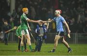 17 February 2018; Seamus Flanagan of Limerick and Paddy Smyth of Dublin exchange a handshake after the Allianz Hurling League Division 1B Round 3 match between Limerick and Dublin at the Gaelic Grounds in Limerick. Photo by Diarmuid Greene/Sportsfile