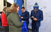 17 February 2018; Leinster players Bryan Byrne and Isa Nacewa meet fans in Autograph Alley ahead of Guinness PRO14 Round 15 match between Leinster and Scarlets at the RDS Arena in Dublin. Photo by Brendan Moran/Sportsfile