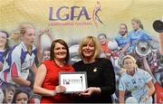 17 February 2018; The Ladies Gaelic Football Association has announced details of the inaugural LGFA Volunteer of the Year awards. Administrators, coaches and media were among those honoured across seven categories, and the awards were presented at Croke Park on Saturday, February 17. Marie Egan, from Kilmihil, Co Clare, is presented with the Club Coach of the Year Award by Ladies Gaelic Football Association President Marie Hickey. Croke Park, Dublin. Photo by Piaras Ó Mídheach/Sportsfile
