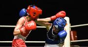 17 February 2018; Megan Doyle, Whitechurch, Dublin, left, in action against Carol Coughlan, Monkstown, Dublin during their bout at the 2018 IABA Elite Boxing Championships Semi-Finals at the National Stadium in Dublin. Photo by Barry Cregg/Sportsfile