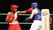 17 February 2018; Tiegan Russell, Fr.Horgans, Co. Cork left, in action against Michaela Walsh, Monkstown, Dublin, during their bout at the 2018 IABA Elite Boxing Championships Semi-Finals at the National Stadium in Dublin. Photo by Barry Cregg/Sportsfile
