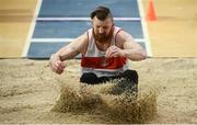 18 February 2018; Michael Breathnach of Galway City Harriers AC, Co Galway, competing in the Senior Mens Long Jump during the Irish Life Health National Senior Indoor Athletics Championships at the National Indoor Arena in Abbotstown, Dublin. Photo by Sam Barnes/Sportsfile