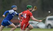 18 February 2018; Aidan Kelly of Tyrone in action against Fergal Rafter of Monaghan during the Allianz Hurling League Division 3A Round 3 match between Monaghan and Tyrone at Páirc Grattan in Inniskeen, Monaghan. Photo by Oliver McVeigh/Sportsfile