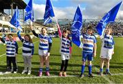 17 February 2018; The Bank of Ireland Mini team from Athy RFC, as flagbearers prior to the Guinness PRO14 Round 15 match between Leinster and Scarlets at the RDS Arena in Dublin. Photo by Brendan Moran/Sportsfile