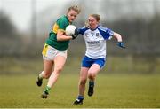 18 February 2018; Elish O’Leary of Kerry in action against Hannah McSkeane of Monaghan during the Lidl Ladies Football National League Division 1 Round 3 refixture match between Monaghan and Kerry at IT Blanchardstown in Blanchardstown, Dublin. Photo by Piaras Ó Mídheach/Sportsfile