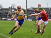 18 February 2018; Peter Duggan of Clare in action against Darren Browne of Cork during the Allianz Hurling League Division 1A Round 3 match between Clare and Cork at Cusack Park in Ennis, Clare. Photo by Seb Daly/Sportsfile