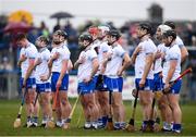 18 February 2018; Waterford players support the 'Hand on Heart' campaign for a 24/7 cardiac care unit at University Hospital Waterford during the playing of the national anthem prior to the Allianz Hurling League Division 1A Round 3 match between Waterford and Kilkenny at Walsh Park in Waterford. Photo by Stephen McCarthy/Sportsfile