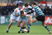 18 February 2018; Liam Turner of Blackrock College is tackled by Morgan Freely of St Gerard's School during the Bank of Ireland Leinster Schools Senior Cup Round 2 match between Blackrock College and St Gerard's School at Donnybrook in Dublin. Photo by David Fitzgerald/Sportsfile