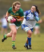 18 February 2018; Andrea Murphy of Kerry in action against Rachel McKenna of Monaghan during the Lidl Ladies Football National League Division 1 Round 3 refixture match between Monaghan and Kerry at IT Blanchardstown in Blanchardstown, Dublin. Photo by Piaras Ó Mídheach/Sportsfile